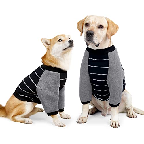 Anti-Leck-Hunde-Shirt, langärmeliges T-Shirt für Haustiere, Hunde-Shirt nach Operationen, verhindert Kratzen, Kapuzenpullover für Hunde, Schwarzgrau, Größe M von GabeFish