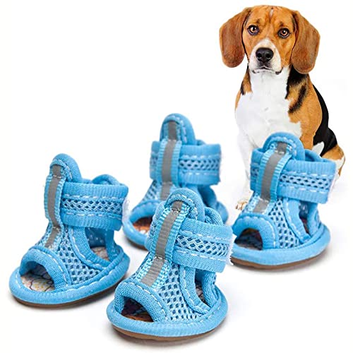 Atmungsaktive Netz-Hundesandalen für den Sommer, Welpenpfotenschutz, Outdoor-Haustier-Sandalen für kleine Hunde, Blau, Größe 1 von GabeFish