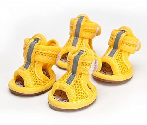 Atmungsaktive Netz-Hundesandalen für den Sommer, Welpenpfotenschutz, Outdoor-Haustier-Sandalen für kleine Hunde, Gelb, Größe 1 von GabeFish