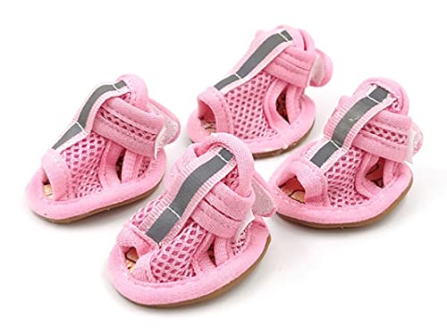 Atmungsaktive Netz-Hundesandalen für den Sommer, Welpenpfotenschutz, Outdoor-Haustier-Sandalen für kleine Hunde, Rosa, Größe 1 von GabeFish