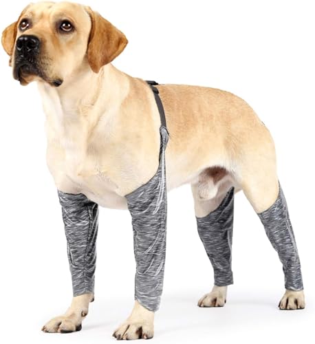 GabeFish Hundeärmel, verhindert Lecken, Pinkeln, Auslaufen, Staub, Schmutz, lange Hose, Leggings für kleine, mittelgroße und große Haustiere, Grau, Größe L von GabeFish