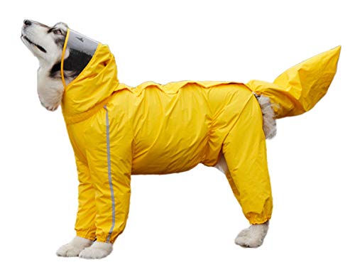 GabeFish Leichte Regenmäntel für große Hunde, große Rassen, Regenjacken mit Beinen, Gelb, Größe 12XL von GabeFish