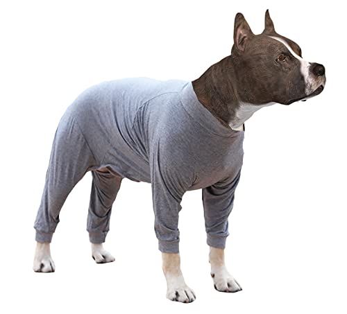 Größe XS bis 3XL, 2 Farben Hundeanzug Einteiler, langärmelig, vollständige Abdeckung, Haustier-Pyjama, Hunde-Hemd, leicht, Hunde-Overall, Grau, 3XL von GabeFish