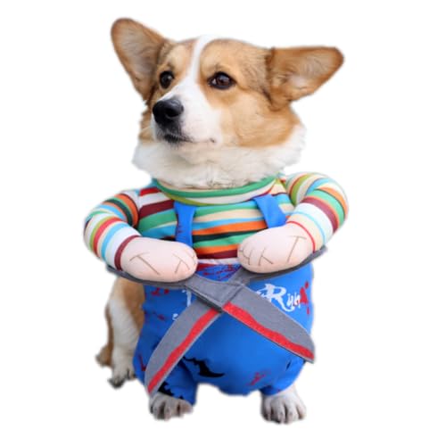 Halloween-Kostüme für Hunde, lustige Puppenkostüme für Hunde, Katzen, Scherenpuppe, Cosplay-Kleidung, gruselige Hundekostüme für kleine Hunde, Blau, Größe M von GabeFish