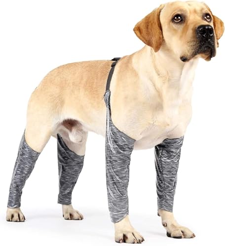 Hunde-Leggings gegen Lecken, Urinieren, Erholungsärmel, Hundeärmel für Wunden, Vorder- und Hinterbeine, Grau, Größe S von GabeFish