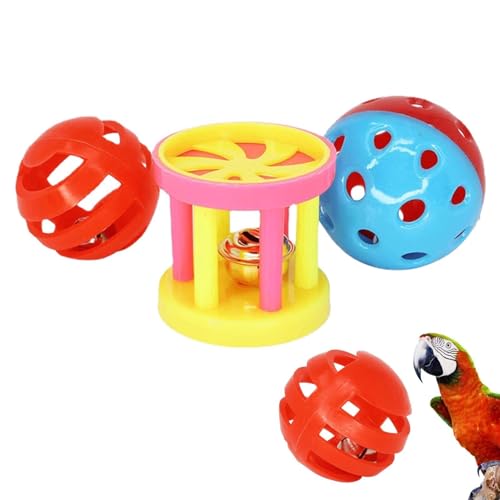 Gacqpli Vogelbälle Spielzeug - Wellensittich Kaukugeln Spielzeug, Vogelspielzeug Für Papageien, Aufhängbares Vogelspielzeug Mit Glocke von Gacqpli