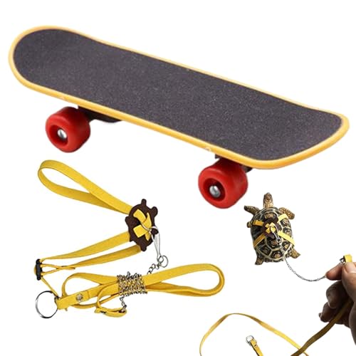 Schildkrötengeschirr-Seil-Set Schildkröte Geschirr Schildkröten-Seil Und Skateboard, Bartagame-Seil - Praktisches Trainingsgeschirr Und Skateboard-Schildkröten-Gehseil von Gacqpli