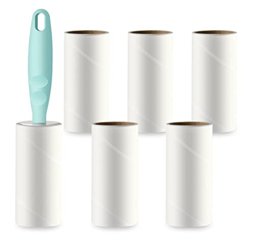 Fusselrolle Tierhaare 4 Rollen mit 1 Abroller, Fusselentferner Fusselbürste Tierhaare Fusselrolle Kleidung, Extra Klebrige Lint Roller für Haare, Katzenhaare, Hundehaare, Kleidun, 60 Blatt/Rollen von Gadom