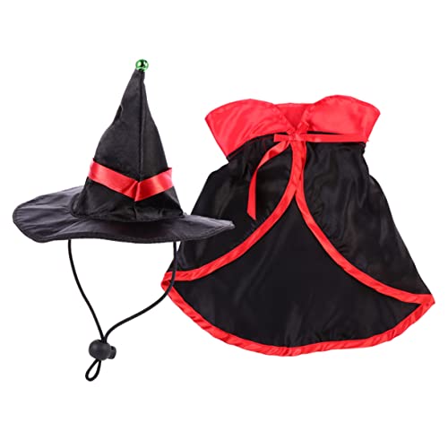 Gadpiparty 1 Satz Halloween-Haustier-Transformation Lustiger Umhang-Anzug Cosplay Vampir-Party Verkleiden Sich Katzenumhänge Hexenkostüm Für Haustiere Hexenhut Haustier-Outfit Die Katze Satin von Gadpiparty