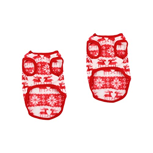 Gadpiparty 2 STK Haustier Weihnachtskleid Weihnachtsmann-hundepyjama Welpen-Overall Korallenfleece-hundepullover Weihnachtskostüm Für Haustiere Welpen-Bodysuit Kleidung Kätzchen Korallenvlies von Gadpiparty