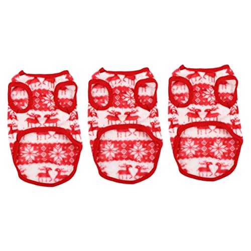 Gadpiparty 3 STK Haustier Weihnachtskleid Hundeweihnachtsanzug Weihnachtskostüm Für Haustier Weihnachts-Haustier-Hoodies Urlaub Welpenmantel Welpen-Bodysuit Korallenvlies Elch Haustier-Outfit von Gadpiparty