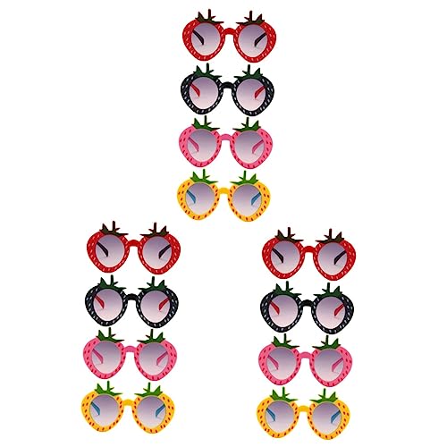 Gadpiparty Brillen 12 Stück Weihnachtsbrillen Früchte Kostüm Tropische Requisiten Gastgeschenke Ausgefallene Maskerade-Accessoires Party Kleinkinder Erdbeer-Sonnenbrille von Gadpiparty