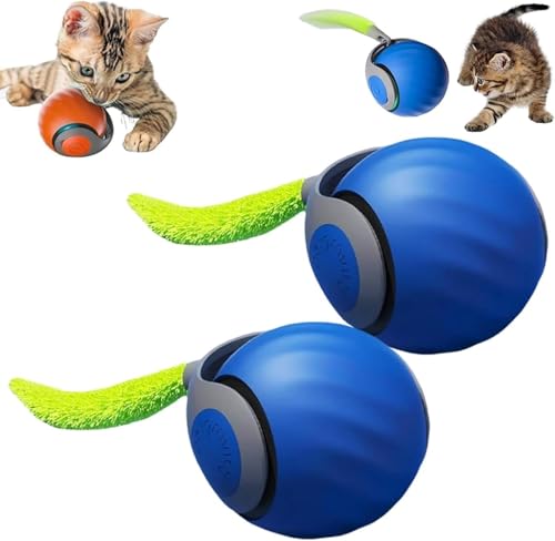 Gahwa 2025 New Speedy Tail 2.0, Speedy Tail Katzenspielzeug, König des interaktiven Katzenspielzeugballs, Automatisches Katzenspielzeug, lindert Ängste (Blau-2pcs) von Gahwa