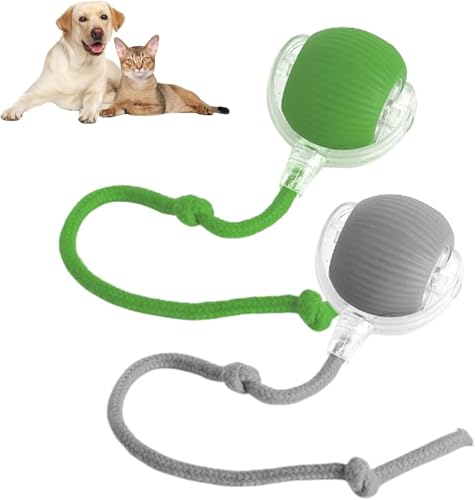 Gahwa Interaktives Katzenballspielzeug, Interaktives Katzenspielzeug mit USB,Hundeballspielzeug,Intelligente Hindernisvermeidung Katzenspielzeug Elektrisch Ball,Hundeballspielzeug (Gray+Green) von Gahwa