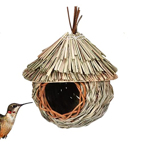 Hängendes Vogelnest | Handgewebtes Kolibri-Nest - Gras hängender Vogel Vogel geschützte Bucht für draußen hängenden Garten, Balkon, Veranda, Baumstamm Gaimety von Gaimety