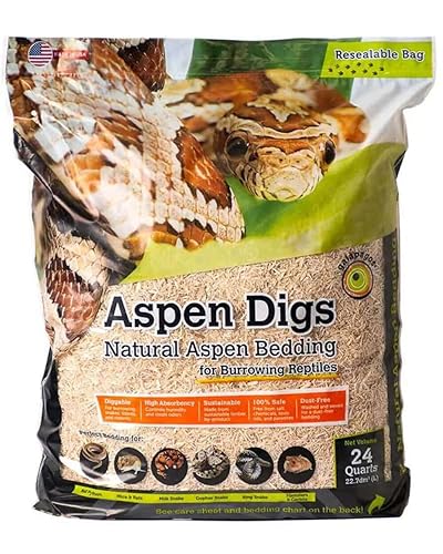 Galapagos (05066 Aspen Digs® Premium Einstreu für grabende Schlangen, Nagetiere & Reptilien, staubfrei, hohe Saugfähigkeit & Geruchskontrolle, 24QT, Natur von Galapagos