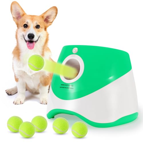 Galatée Automatischer Ballwerfer, Kleiner Interaktiver Ball -Launcher, Automatic Ball Launcher Für Hunde, Ball -Launcher Für Hunde Mit 6 Mini -Tennisbällen(Grün) von Galatée