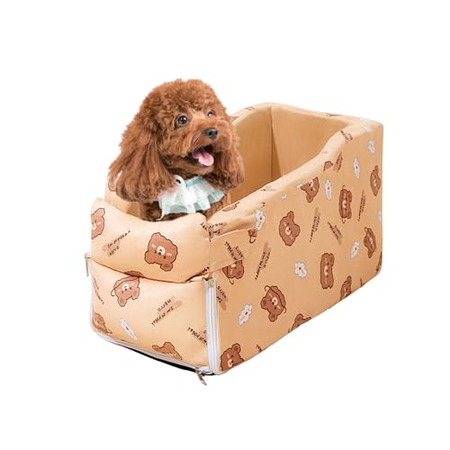 Galatée Haustier -Auto -Stubensitz, Mittelkonsolensitz Für Kleine Hunde Und Katzen, Kleine Hunde Armlehne Booster -Sitz Für Auto, Center Console Car Hundesitz Sitz Sitz Sitzsicherheit Leine(Khaki) von Galatée