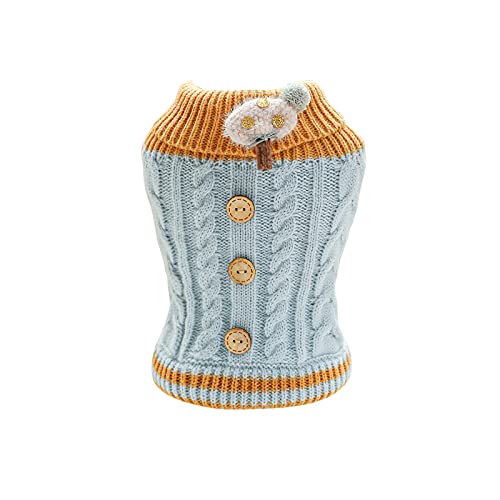 Galatée Haustier Pullover, Katze Hund Warm Pullover Pullover, Winter Warm Hund Katze Pullover Kleidung, Haustier Katzen Strickpullover Komfortable Haustiermantel（S, Blaue Drehung von Galatée