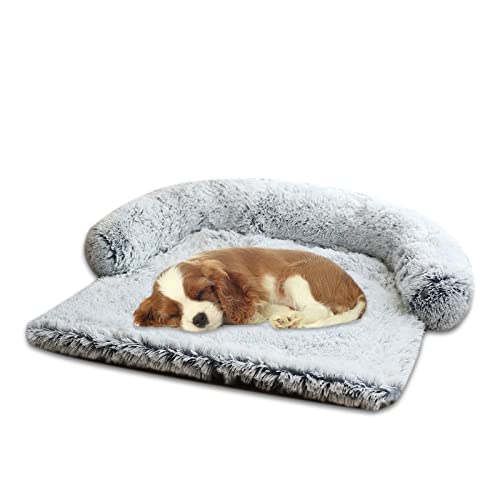 Galatée Haustier-Schlafsofa, Hunde-Schlafsofa Mit Rutschfestem Boden, Warmer Weicher Plüschzwinger, Waschbares Deckenkissen(M, Kreisförmig, Grau) von Galatée