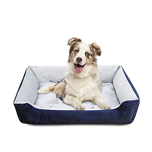 Galatée Hundebett, Hochwertiges PP-Baumwoll-Hundebettsofa, Warmes, Weiches, Bequemes Haustiersofa, Katzenbett Mit Rutschfester Unterseite, Waschbares Haustierbett(M, Dunkelblau) von Galatée