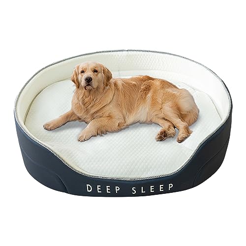 Galatée Hundebett, Hundeschlafsofa Mit Zusätzlicher Kopf- Und Nackenstütze, Weiches Und Bequemes Katzenbett, Hundematte Für Guten Halt, Haustierbett Für Kleine Mittelgroße Hunde(M, Dunkelblau) von Galatée