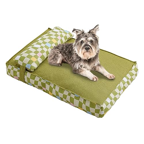 Galatée Hundebett, Hundeschlafsofa Mit Zusätzlicher Kopf- Und Nackenstütze, Weiches Und Bequemes Katzenbett, Hundematte Für Guten Halt, Haustierbett Für Kleine Mittelgroße Hunde(S, Grün) von Galatée