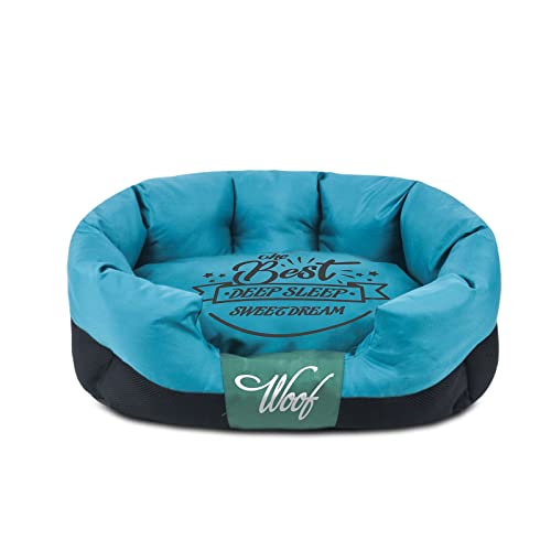 Galatée Hundebett, Rundes Haustierbett Für Hunde Und Katzen, Waschbares Hundebett Mit Abnehmbarem Kissen, Verbessert Den Schlaf, Warmes Und Bequemes Haustiersofa(L, Blau) von Galatée