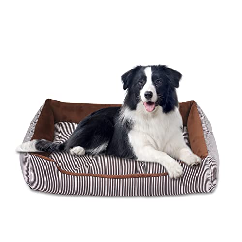 Galatée Hundebett, Warmes Weiches Bequemes Haustiersofa, Hochelastisches Schwamm-Hundesofa, Luxuriöses Katzenkissenbett, Katzenbett Mit Doppelseitigem Innenkissen(S, Dunkelbraun) von Galatée