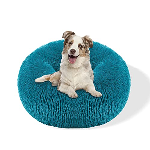 Galatée Hundebett, Warmes Weiches Rundes Plüsch-Hundebett, Waschbares Haustierbett Mit Rutschfestem Boden, Donut Cuddler Katzen Plüschnest(3XL, Blau) von Galatée