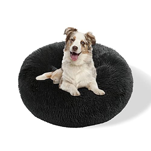 Galatée Hundebett, Warmes Weiches Rundes Plüsch-Hundebett, Waschbares Haustierbett Mit Rutschfestem Boden, Donut Cuddler Katzen Plüschnest(4XL, Schwarz) von Galatée