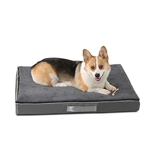 Galatée Hundebett, Waschbare Hundekistenmatratze, Warme Hundematte Mit Rutschfester Unterseite, Hundebett Mit Waschbarem, Abnehmbarem Bezug, Verbessert Den Schlaf, Schwamm Mit Hoher Dichte(XL, Grau) von Galatée