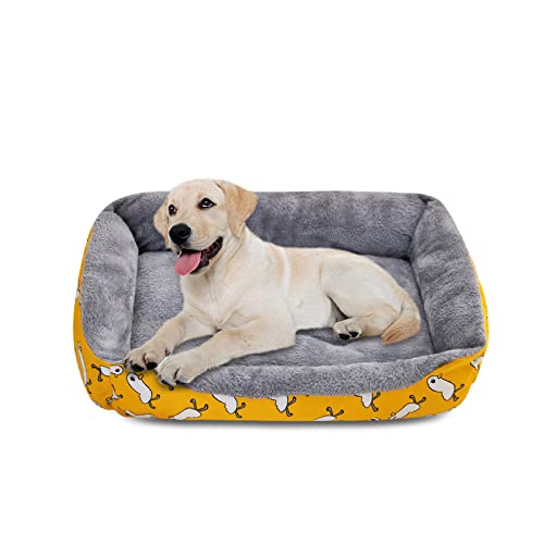 Galatée Hundebett, Waschbares Hundesofa, Warmes Weiches Haustiersofa, Haustierbett Für Große Mittelgroße Hunde Und Katzen, Katzenbett Mit Rutschfestem Boden(M, Gelb) von Galatée