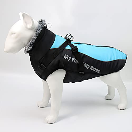 Galatée Hundemantel, wasserdichte Winddichte Haustier-Outdoorjacke, Hundewintermantel Mit Fleece Gefüttert Und Reflektierenden Sicherheitsstreifen（2XL, Blau von Galatée