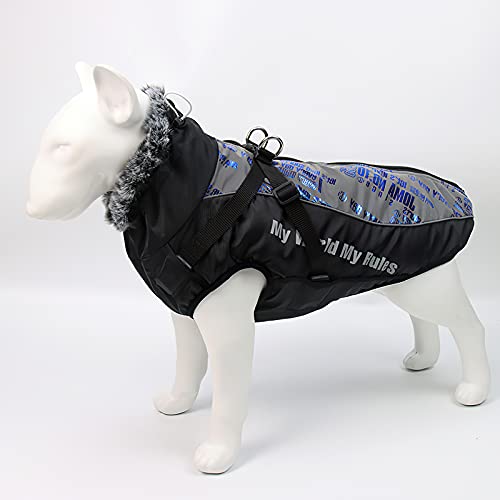 Galatée Hundemantel, wasserdichte Winddichte Haustier-Outdoorjacke, Hundewintermantel Mit Fleece Gefüttert Und Reflektierenden Sicherheitsstreifen（3XL, Hellblau von Galatée