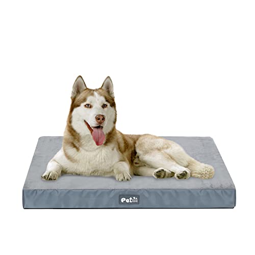 Galatée Hundematte, Abnehmbare Und Waschbare Hundekissenmatratze, Memory Foam Hundekistenbett Mit Rutschfestem Boden, Warmes Weiches Haustierbett(L, Grau) von Galatée