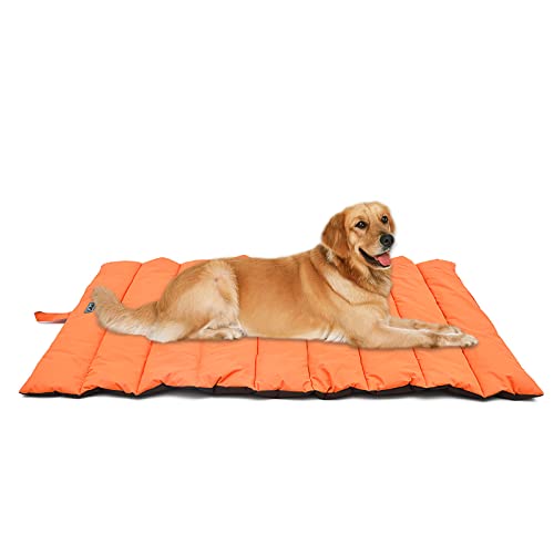 Galatée Hundematte, Waschbare Und Weiche Hunde Und Katzenmatratze, Wasserdichtes Faltbares Hundebett, Reisedecke Für Haustiere, Tragbar Und Camping(Orange) von Galatée