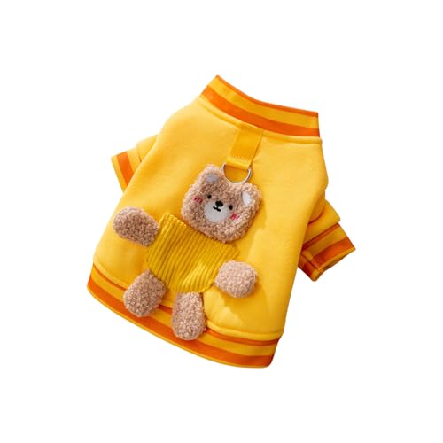 Galatée Hundepullover, Hundekleidung Mit D-Ring, Warmer Winter-Hundepullover, Jackenmantel, Pullover Für Kleine Hunde, Weiches Sweatshirt Für Kleine Hunde Und Katzen(XS, Gelb) von Galatée