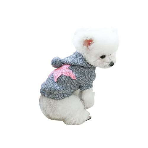 Galatée Hundepullover, Pullover Für Kleine Hunde, Klassischer Rollkragenpullover, Dicke Warme Kleidung, Weiche Haustier-Strickware Für Chihuahua, Bulldogge, Dackel, Mops, Yorkie(XS, Hellgrau) von Galatée