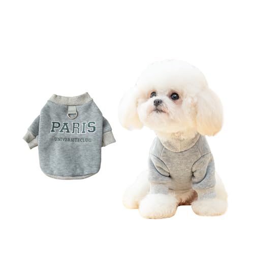 Galatée Hundepullover, Süße Hundekleidung, Haustierpullover, Haustierkleidung Für Kleine Hunde Und Katzen, Atmungsaktives, Weiches Hundekostüm, Winterwarmer Hunde-Kapuzenpullover(L, Grau) von Galatée