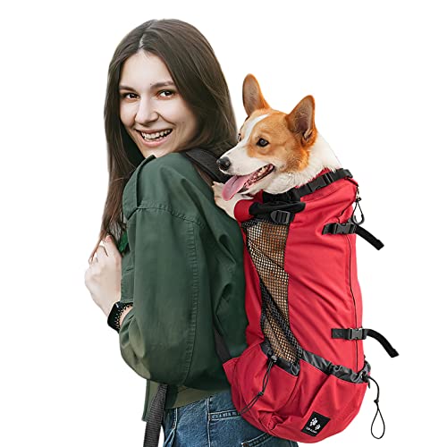 Galatée Hundetragerucksack, Tragbarer Verstellbarer Hunderucksack, Belüfteter Haustiertragerucksack, Haustierrucksack Zum Wandern Im Freien Wandern Bergsteigen Reisen(M, Rot) von Galatée