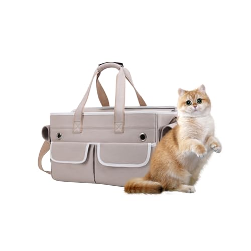 Galatée Hundetragetasche, Von Fluggesellschaften Zugelassene Weiche Haustiertragetasche Mit Taschen, Tasche Für Hundereisebedarf, Tragbare Tragetasche Für Katzen Und Kleine Hunde(Khaki) von Galatée