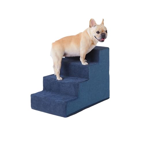 Galatée Hundetreppe, rutschfeste Hundestufen Für Hohes Bett, Haustiertreppe Für Kleine Hunde Und Katzen, Haustiertreppe Mit Abnehmbarem, Waschbarem Bezug, Hunderampe(Dunkelblau, 4-Schritt) von Galatée