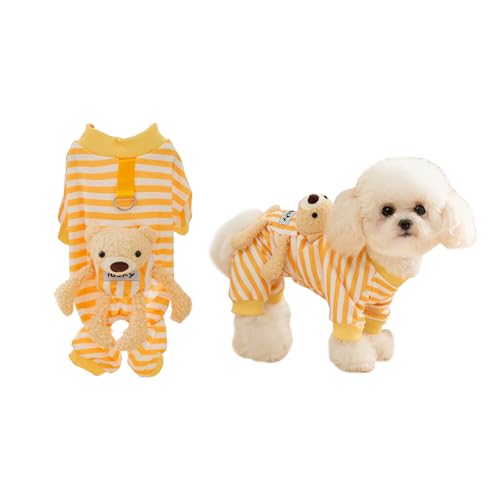 Galatée Jumpsuit Für Kleine Hunde, Hunde-Overalls Mit Thermofunktion, Süße Haustierkleidung Für Kleine Und Mittelgroße Hunde, Gemütliche Haustier-Bodys Für Kleine Hunde und Katzen(L, Gelb) von Galatée