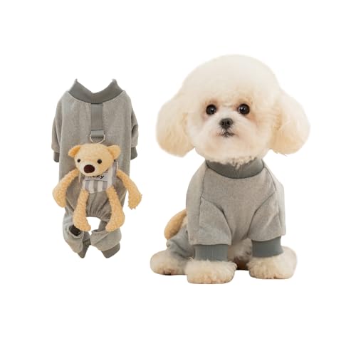 Galatée Jumpsuit Für Kleine Hunde, Hunde-Overalls Mit Thermofunktion, Süße Haustierkleidung Für Kleine Und Mittelgroße Hunde, Gemütliche Haustier-Bodys Für Kleine Hunde und Katzen(S, Grau) von Galatée