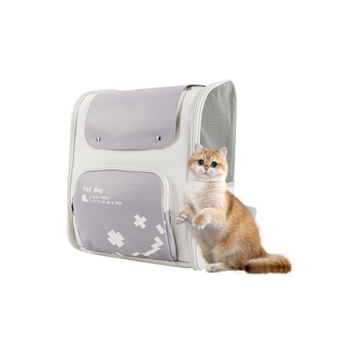 Galatée Katzen-Rucksack, Sicherheitsschloss Und Bodenpolster Innen, Belüftetes Design, Tragbarer Haustier-Rucksack Für Outdoor-Reisen, Wandern, Camping, Von Fluggesellschaften Zugelassen(Lila) von Galatée