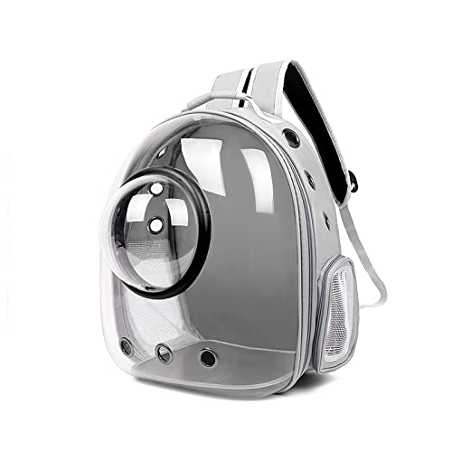 Galatée Katzen Rucksack Träger, Hund, Haustier Rucksack Blasen Rucksack, wasserdichte, Klare Haustier Kapseltasche Im Freien, Raumkapsel Haustier-Rucksack Belüften(Grau, Transparente Abdeckung) von Galatée