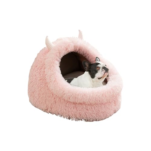 Galatée Katzenbett, Katzenbett Für Hauskatzen Mit Abnehmbarem, Waschbarem Kissen, Bequemes Haustierbett, rutschfeste Und Wasserabweisende Unterseite, Langlebiges, Flauschiges Hundebett(XL, Rosa) von Galatée