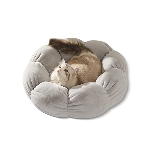 Galatée Katzenbett, Katzenbett Für Katzen Und Welpen, Katzenbett In Blumenform, Schlafsofa Für Haustierkatzen Mit Rutschfestem Boden, Waschbares Hundebett(M, Grau) von Galatée