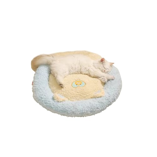 Galatée Katzenbett, Rundes Donut-Katzen- Und Hundekissenbett, Gemütliches Weiches Rundes Hundebett, Schlafverbesserung, Waschbares Luxus-Katzenbett, Strapazierfähiges Katzenbett(M, Blau) von Galatée